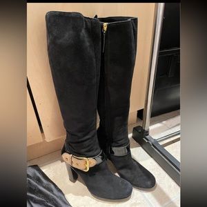 VERO CUOIO Black Leather Knee High Boots, Womens Size 8